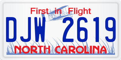 NC license plate DJW2619