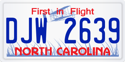 NC license plate DJW2639