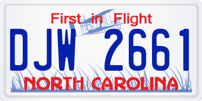 NC license plate DJW2661
