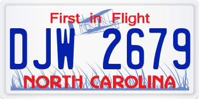 NC license plate DJW2679