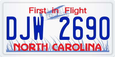 NC license plate DJW2690