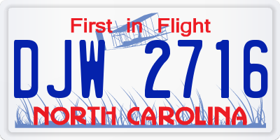 NC license plate DJW2716