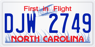 NC license plate DJW2749