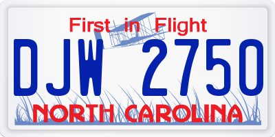 NC license plate DJW2750