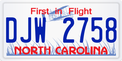 NC license plate DJW2758