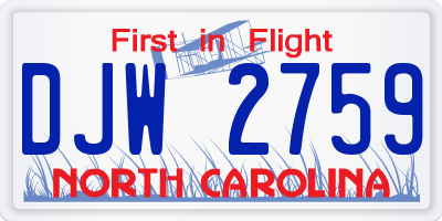 NC license plate DJW2759