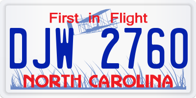 NC license plate DJW2760