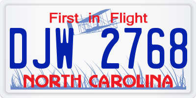 NC license plate DJW2768