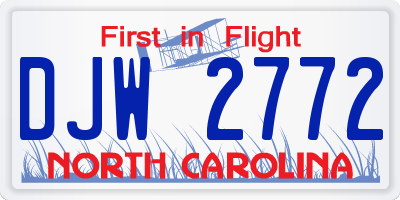 NC license plate DJW2772