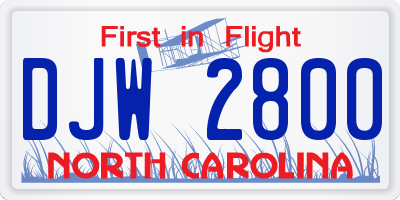 NC license plate DJW2800