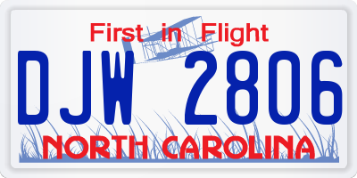 NC license plate DJW2806