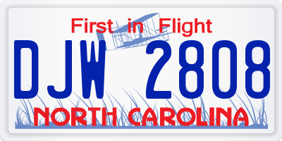 NC license plate DJW2808