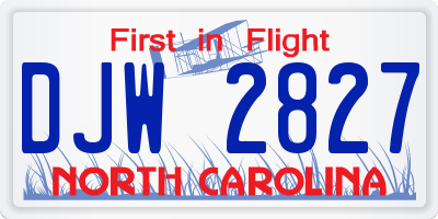 NC license plate DJW2827