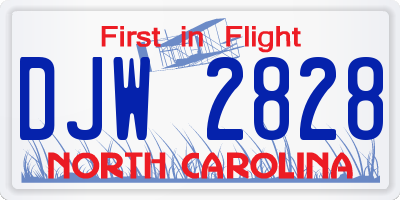 NC license plate DJW2828