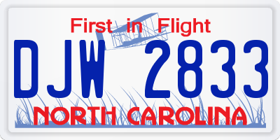 NC license plate DJW2833