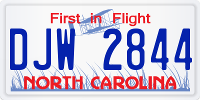 NC license plate DJW2844