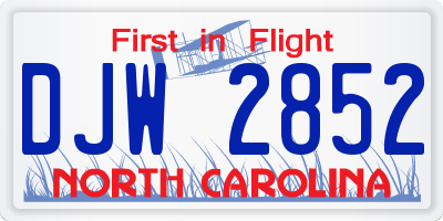 NC license plate DJW2852