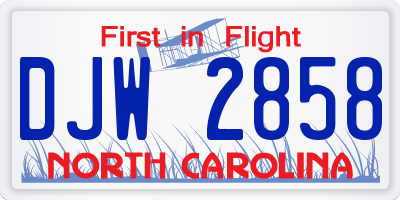 NC license plate DJW2858