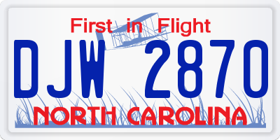 NC license plate DJW2870