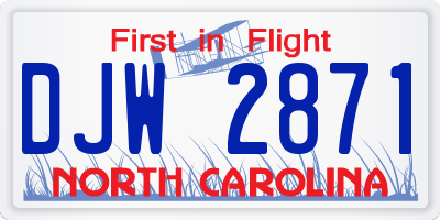NC license plate DJW2871
