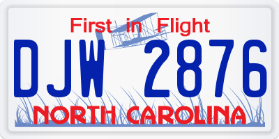 NC license plate DJW2876