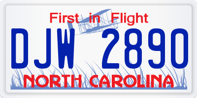 NC license plate DJW2890