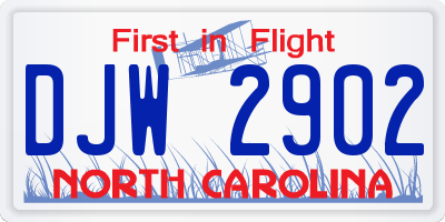 NC license plate DJW2902