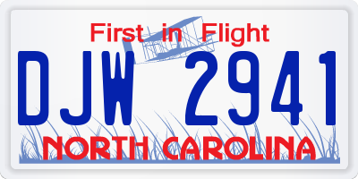 NC license plate DJW2941