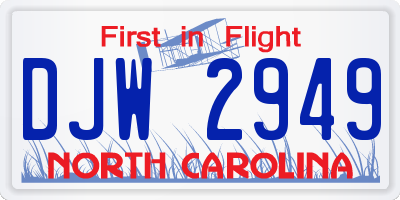 NC license plate DJW2949