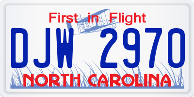 NC license plate DJW2970