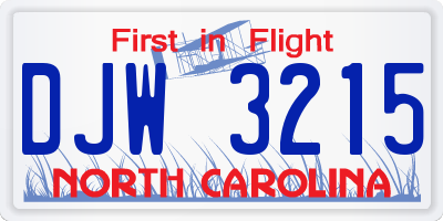 NC license plate DJW3215