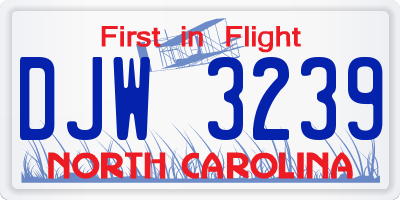 NC license plate DJW3239