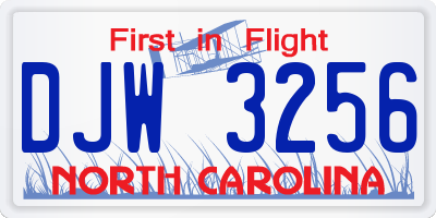 NC license plate DJW3256