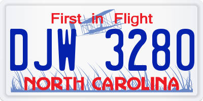 NC license plate DJW3280