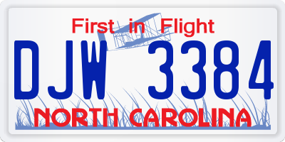 NC license plate DJW3384
