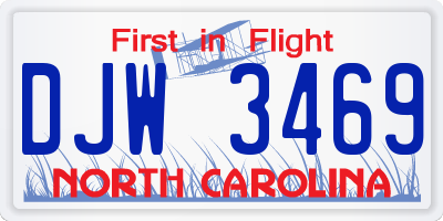 NC license plate DJW3469