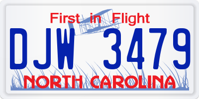 NC license plate DJW3479