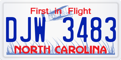 NC license plate DJW3483
