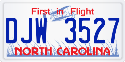 NC license plate DJW3527