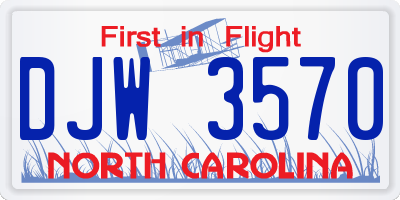 NC license plate DJW3570