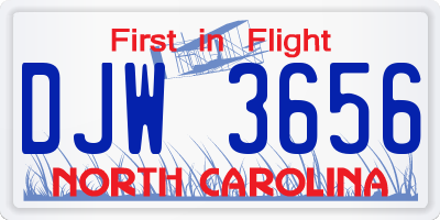NC license plate DJW3656