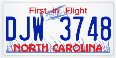 NC license plate DJW3748