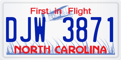 NC license plate DJW3871