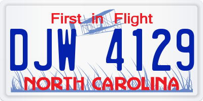 NC license plate DJW4129