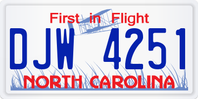 NC license plate DJW4251