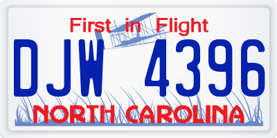 NC license plate DJW4396