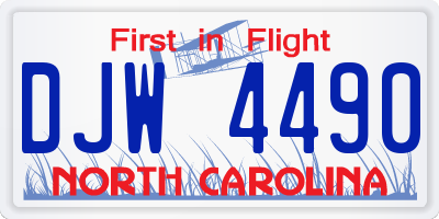 NC license plate DJW4490