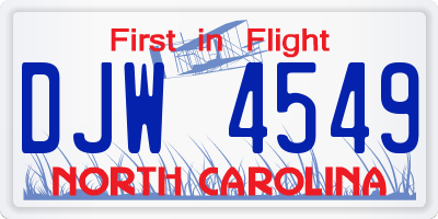 NC license plate DJW4549