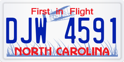 NC license plate DJW4591