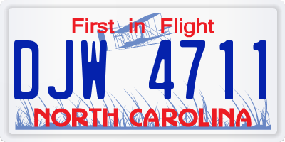 NC license plate DJW4711
